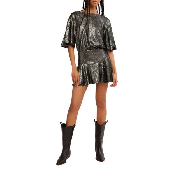 NWT Free People Manuka Sequin Mini Dress - Picture 7 of 8